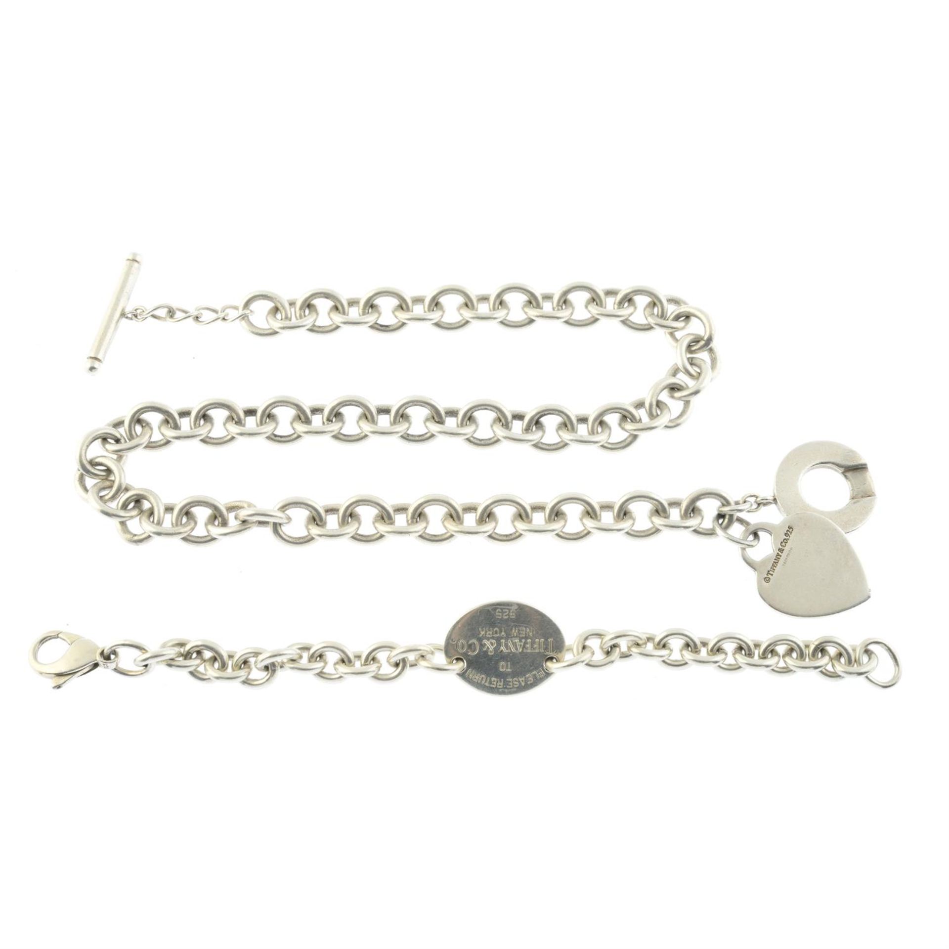 A silver bracelet & necklace, by Tiffany & Co.
