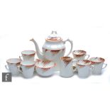 A 1930s Art Deco Collingswood Bone China coffee set comprising coffee pot, milk jug, sugar bowl