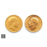 Two Edward VII to George V full sovereigns 1904 and 1913. (2)