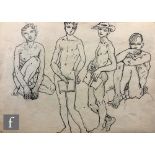 ALBERT WAINWRIGHT (1898-1943) - A sketch depicting studies of the male form, two figures holding