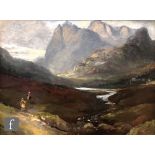 FOLLOWER OF SAMUEL BOUGH (1822-1878) - 'A view of the Langdale Pikes', oil on canvas, framed, 20cm x