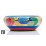 A large Clarice Cliff shape 56 bowl circa 1931 hand painted in the Pastel Melon pattern with a