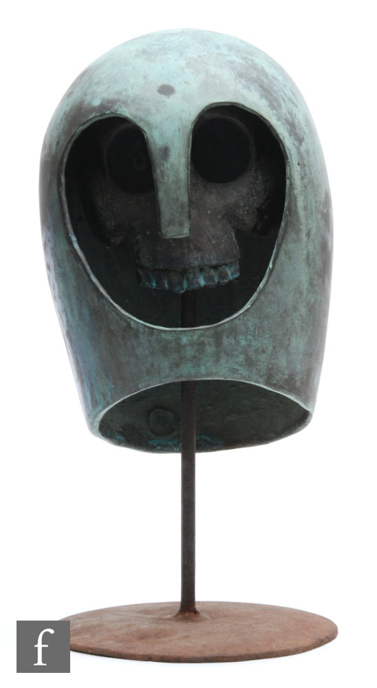 BAYARD OSBORN (1922-2012) - Death Mask, bronze, mounted on an iron stand and circular base, bears