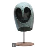 BAYARD OSBORN (1922-2012) - Death Mask, bronze, mounted on an iron stand and circular base, bears