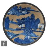 A Chinese late Qing Dynasty (1644-1912) crackle glazed charger, of circular form, the central well