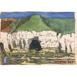 ALBERT WAINWRIGHT (1898-1943) - Thornwick Bay, A landscape study depicting cliff and two figures