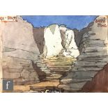 ALBERT WAINWRIGHT (1898-1943) - Lady's Pool, a landscape study of a rocky cliff, to the reverse a