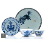 A collection of Chinese porcelain blue and white items, to include an 18th Century export