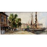 IVAN TAYLOR (BORN 1946) - 'Honfleur - the harbour', oil on board, signed, framed, 21cm x 42cm, frame