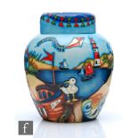 A boxed Moorcroft Pottery limited edition ginger jar and cover decorated in the Beside the Seaside