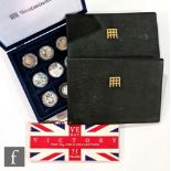 Twenty one Elizabeth II Guernsey and Jersey five pound coins with an additional two pound coin in