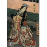 UTAGAWA KUNISADA (JAPANESE, 1786-1865) - 'Princess Sakura', woodblock print, framed, 35cm x 24cm,