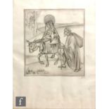 ATTRIBUTED TO DAPHNE CONSTANCE ALLEN (1899-1985) - The Flight into Egypt, pencil drawing, signed