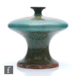 A Chinese 'Gold Splashed' turquoise glazed stoneware vase, the glazed body with variegated gold