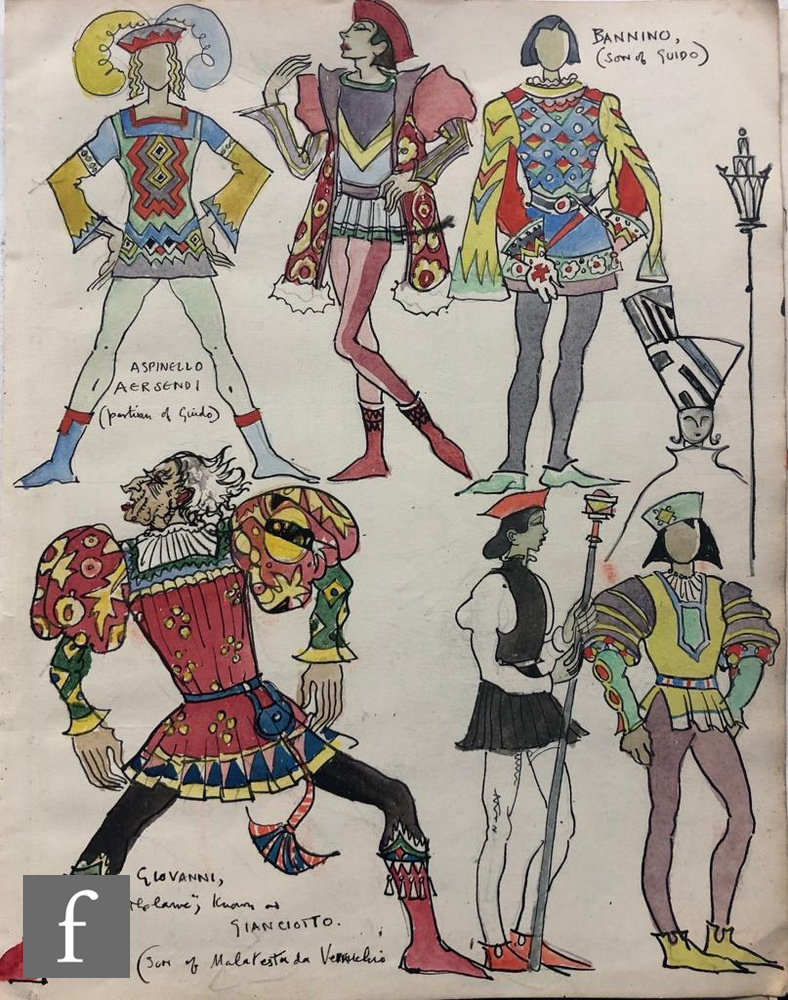 ALBERT WAINWRIGHT (1898-1943) - A sketch depicting studies for costume designs for the stage - Image 3 of 8