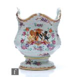 A late 19th Century Sampson copy of a Chinese export ware vase with heraldic decoration, spurious