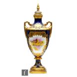 A Coalport limited edition twin handled vase commemorating the silver jubilee of Queen Elizabeth II,