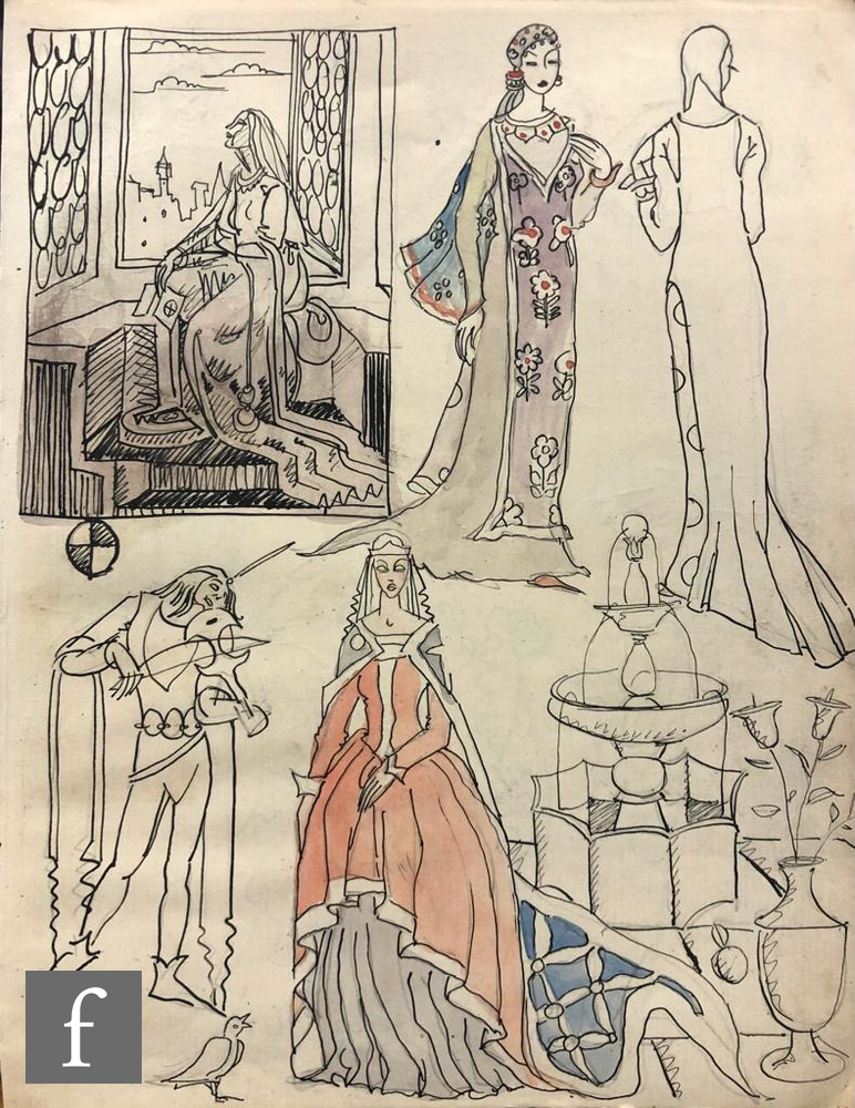 ALBERT WAINWRIGHT (1898-1943) - A sketch depicting studies for costume designs for the stage - Image 7 of 8