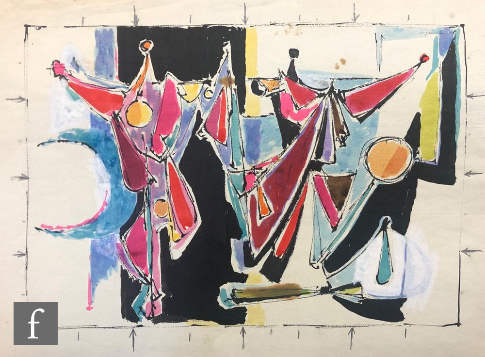BAYARD OSBORN (1922-2012) - Abstract Figures, ink and wash on paper, unframed, 31cm x 41cm, also