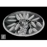A post war clear crystal glass charger by Josef Svarc for  Podebrady Glassworks, reverse cut and