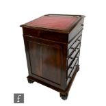 A 19th Century rosewood Davenport in the Gillows style, panelled front and sides below a red leather