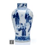 A 19th Century Chinese blue and white vase of ovoid form, with short upright neck, decorated in