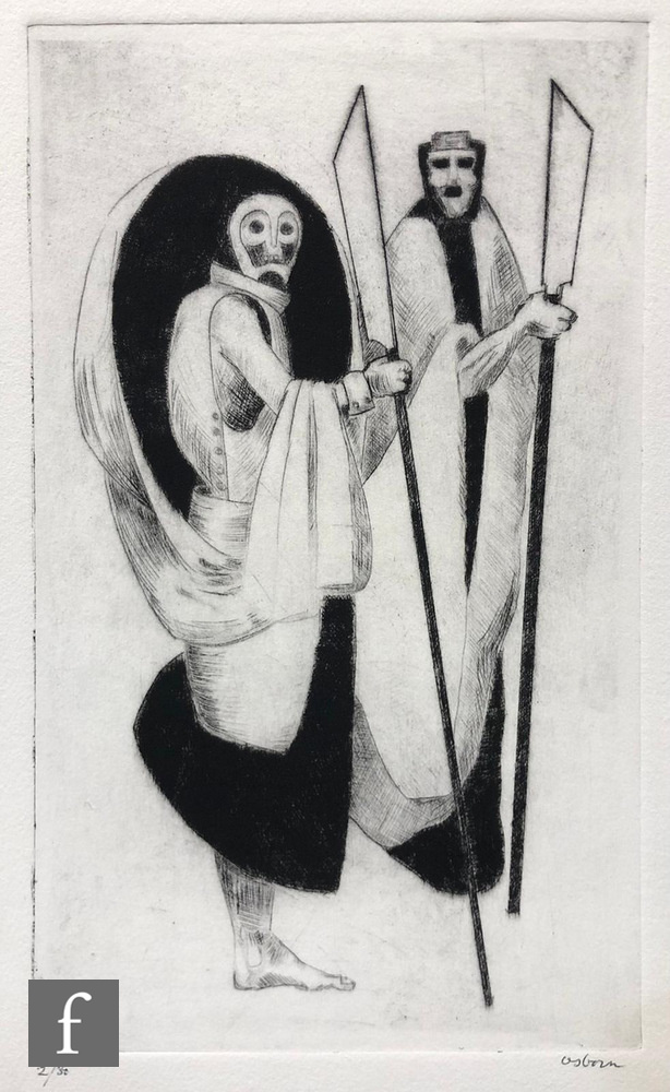 BAYARD OSBORN (1922-2012) - Two robed figures holding blades, from The Declaration of War drawing