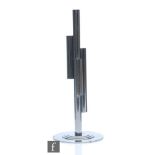 A Chase Co. Art Deco tubular chrome vase, by Ruth & William Gerth, the circular plinth base with