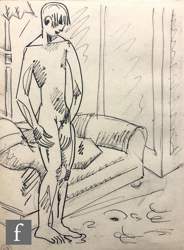 ALBERT WAINWRIGHT (1898-1943) - A sketch depicting a study of a nude youth with an elaborate robe, - Image 2 of 2