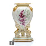 A late 19th Century vase in the style of Royal Worcester decorated to the body with hand painted