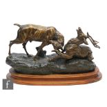 An early 20th Century patinated bronze group study of rutting stags, after Thomas Francois
