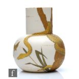 A late 19th Century Royal Worcester Aesthetic vase of globe and shaft form decorated with a curled
