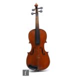 An early 20th Century Italian violin labelled Bartholomeo Obizi, Verona, length of back excluding