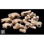 Twelve assorted World War One crested china tanks, vehicles and canons, crests to include