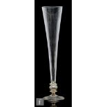 A 19th Century drinking glass in the 18th Century Venetian taste, the tall flared cylindrical body