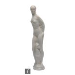 A large 1930s Art Deco model of a standing female with a dog at her feet, unmarked, possibly