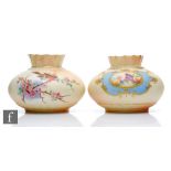 Two late 19th to early 20th Century Locke and Co vases of compressed form, the first decorated