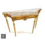 A 20th Century Adam style gilt consul table, mirrored top over a beaded and roundel frieze, height