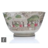 An early 19th Century high sided bowl, transfer decorated with an early railway scene showing