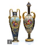 Two early 20th Century Rudolstadt vases of varying form, both decorated with hand tinted sprays of