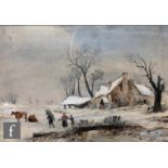 EDWARD TUCKER SNR (CIRCA 1825-1909) - A winter landscape with figures carrying firewood,
