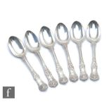 A set of six hallmarked silver Kings pattern dessert, total weight 12oz, London 1831, George