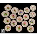 A 19th Century dessert service comprising two comports, three dishes (one oval and two circular) and