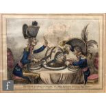 AFTER JAMES GILLRAY - 'The Plumb - pudding in danger', hand coloured engraving, framed, 18.5cm x