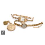 A lady's 18ct Ramex wrist watch to a 9ct sprung bracelet with a similar 9ct Everite wrist watch to a
