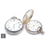 Two hallmarked silver pocket watches, a crown wind full hunter and an open faced lever example,