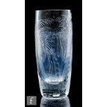 A later 20th Century Stourbridge clear crystal glass vase, later hand engraved by David Smith with a