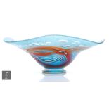 A large contemporary Okra glass Ripple bowl by Dean Hopkins and Richard P. Golding, the footed