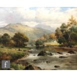 WILLIAM HENRY MANDER (1850–1922) - Figures on a riverbank in the Welsh hills, oil on canvas, signed,