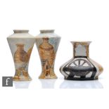 Three later 20th Century Burslem Pottery vases comprising one of compressed form decorated with